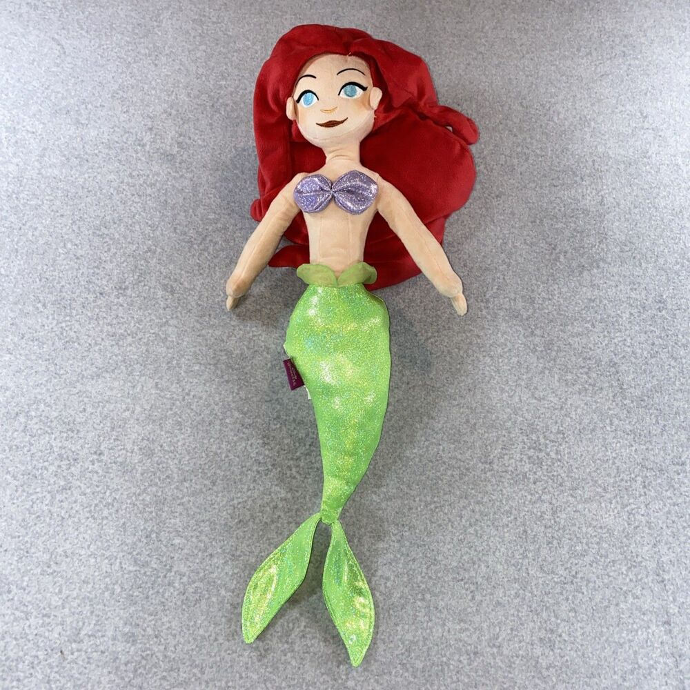 Disney Princess Ariel Plush Stuffed Doll Medium Red Blue Eyes Tail 24"
